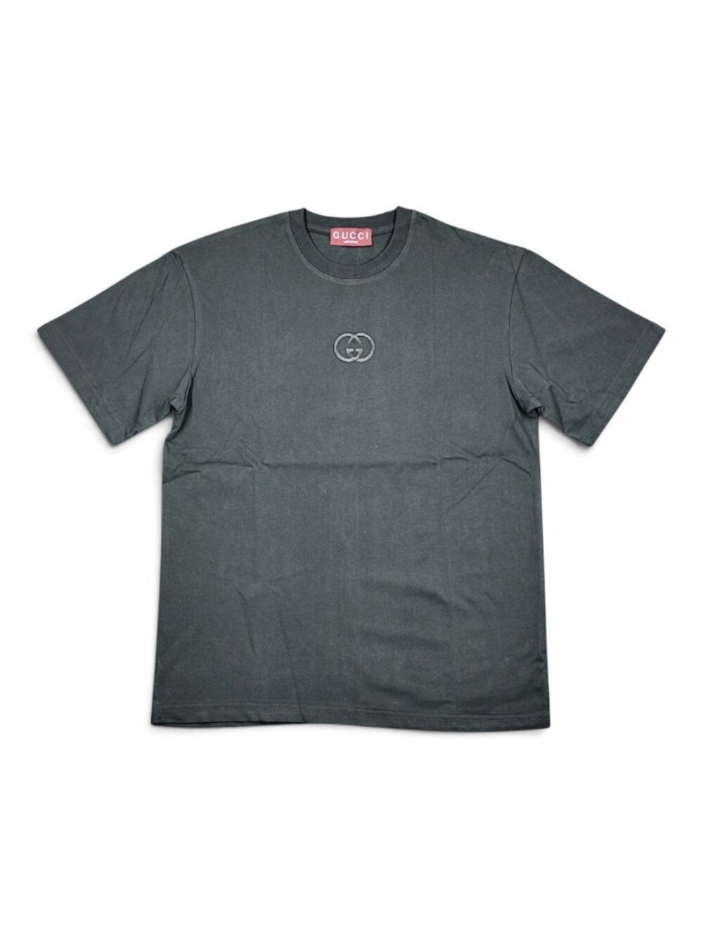 Gucci Interlocking GG Embroidered Logo Cotton Crewneck T-Shirt Black